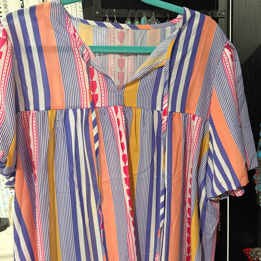 Colorful Striped Blouse 2XL